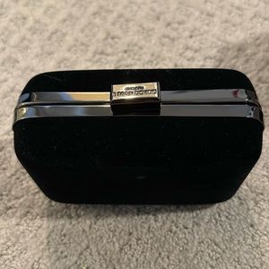 Small black velvet Giorgio Armani clutch with chain